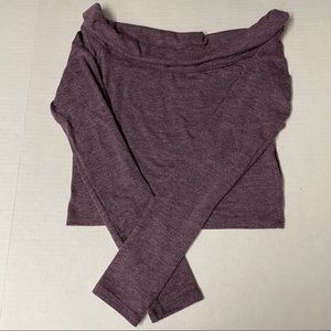 Purple cowl neck long sleeve crop top shirt medium